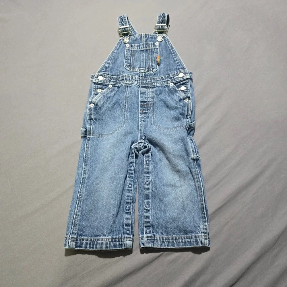 Gymboree Denim Overalls Toddler 18-24 Months Blue Carpenter Snaps 100% Cotton